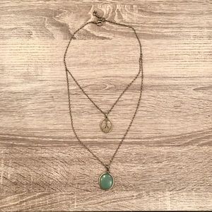 Lucky Brand gem and peace necklace